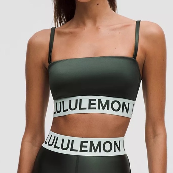 lululemon athletica Other - Lululemon Satin Shine Logo Train Bra *Light Support EUC Size XL